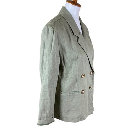 Dolan Left Coast Collection Sage Green Double Breasted Linen Blazer Small - Picture 2 of 5